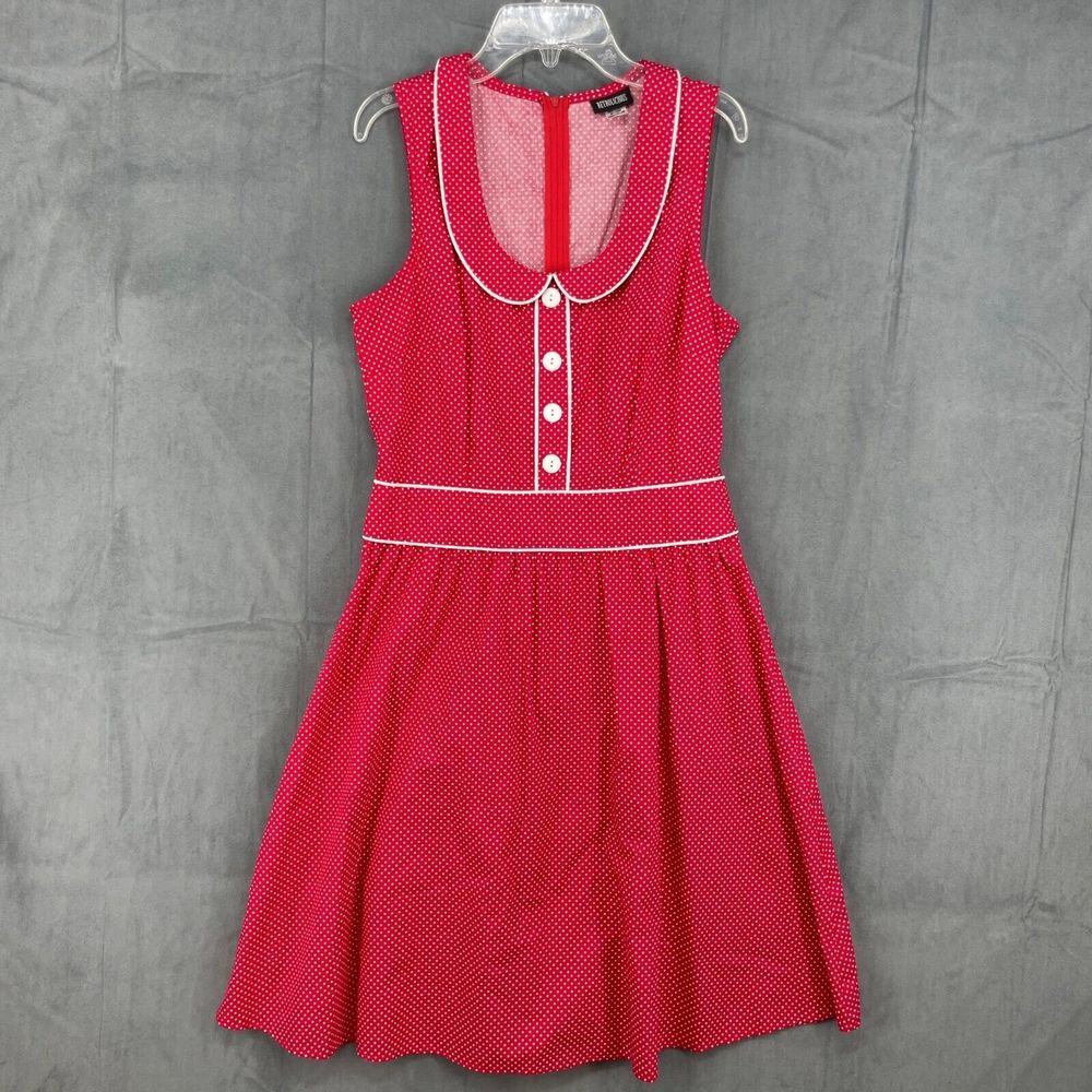 Retrolicious Dress Womens Large Red Polka Dot Pin Up Girl Retro Made In USA